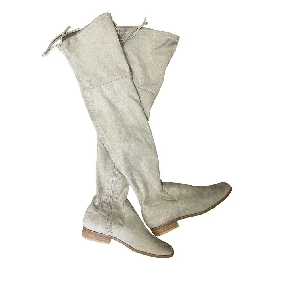 Gianni Bini Womens Fremaux Over the Knee Boots Taupe Tan Microsuede OTK size‎ 6M